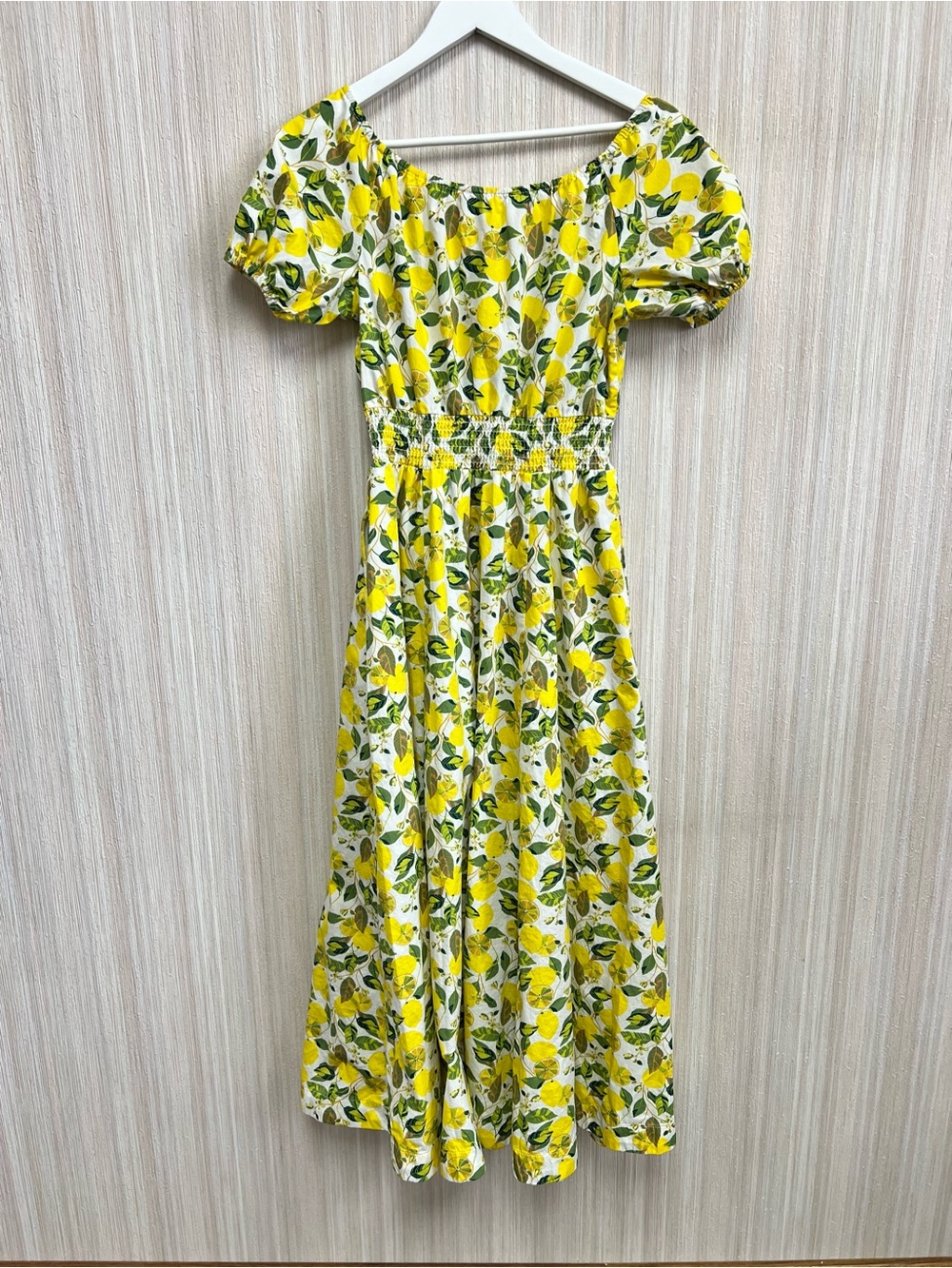Boden Lemon Vine Print Smocked Maxi Dress Size 4 Yellow Green Ivory - Picture 6 of 10